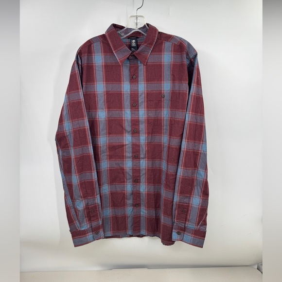Mountain Hardwear Mens Long Sleeve Button Up Red Plaid Outdoor Shirt XL - Picture 1 of 6
